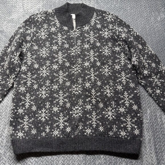 VTG Jones New York Sport Snowflake Sweater Women 1X Gray White Wool Blend Zip - Picture 1 of 8